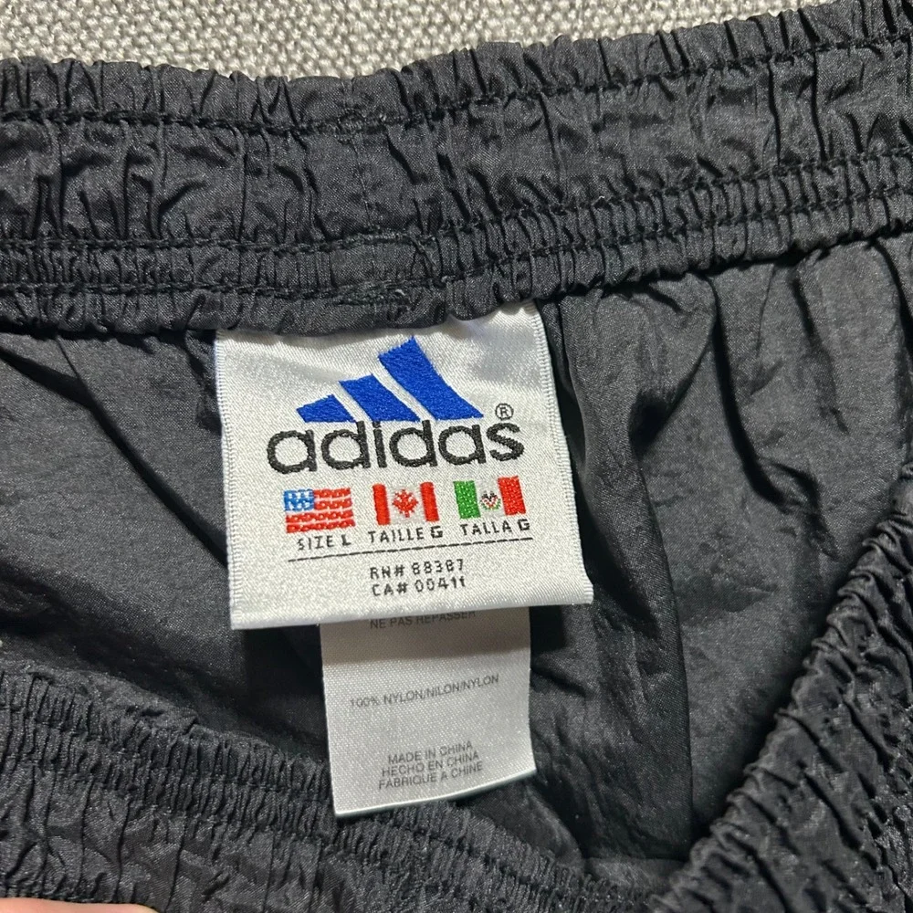 VTG Y2K Adidas Track Pants Men L Black White Stripe Vintage Nylon Windbreaker